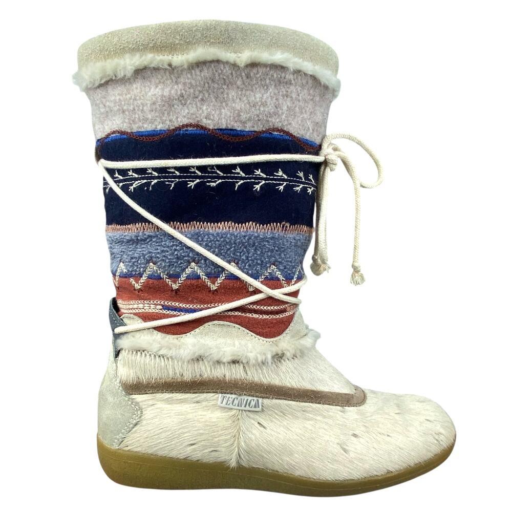 Vintage Tecnica Women’s Ivory Goat Fur Winter Boots Size 42 US 10